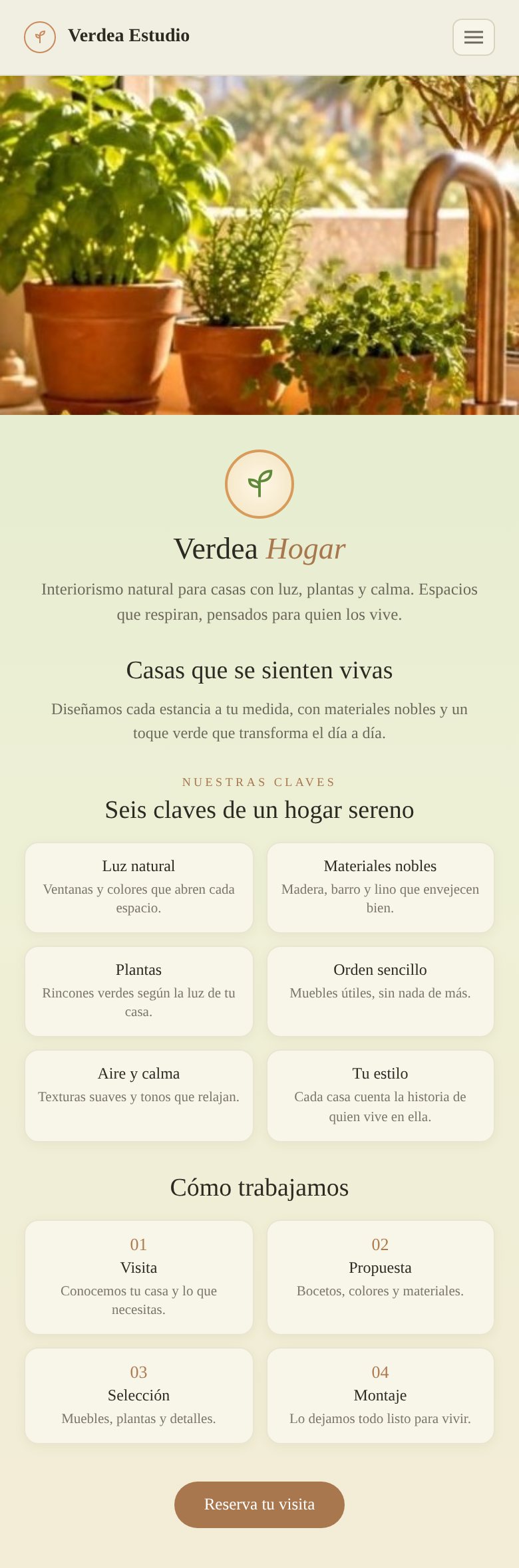 Diseño de muestra completo de una web de estilo natural